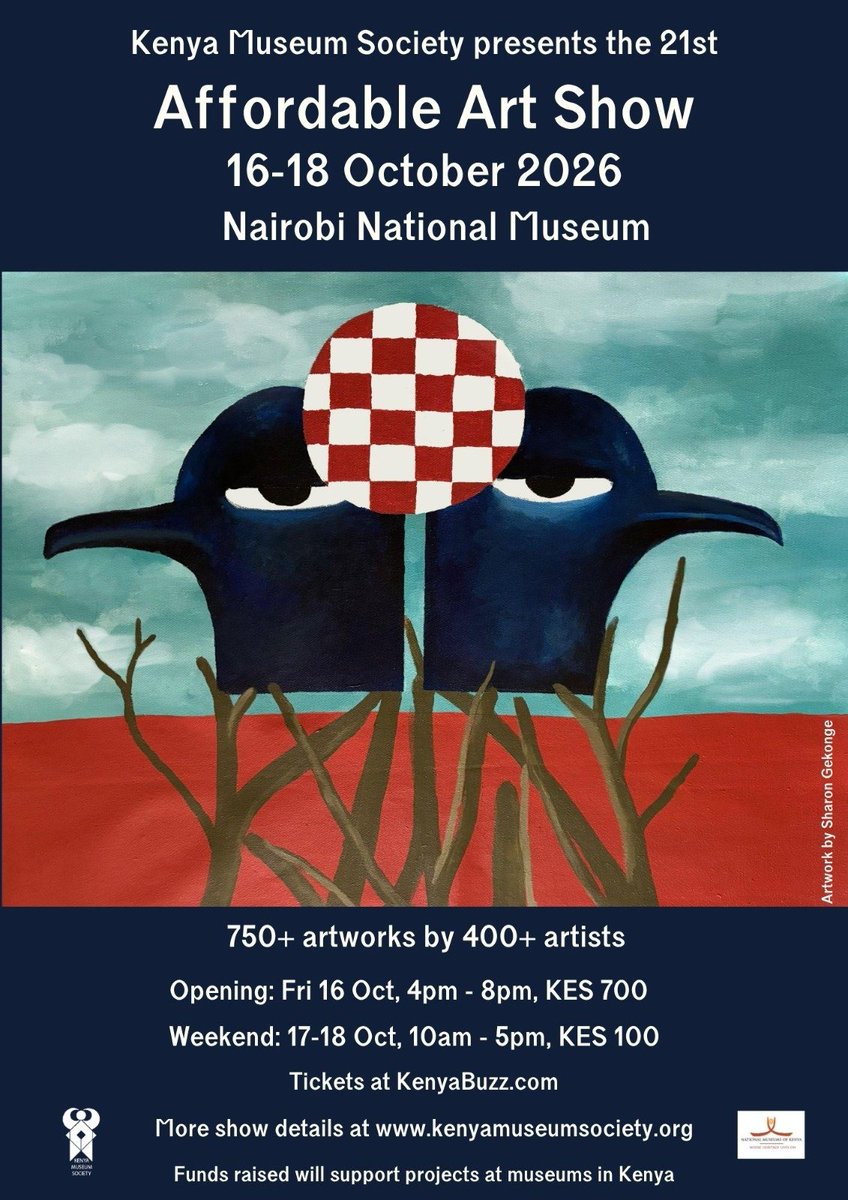 AffordableArtKE's tweet photo. It's happening!

The Affordable Art Show will take place 16-18 October 2026 at Nairobi National Museum.

Join us for the biggest art show in East Africa with 750+ artworks by 400+ artists.

Tickets on sale at KenyaBuzz https://t.co/H6wlEtz2Xg

Program at https://t.co/kJtkluByIM https://t.co/dTs8wopPxu