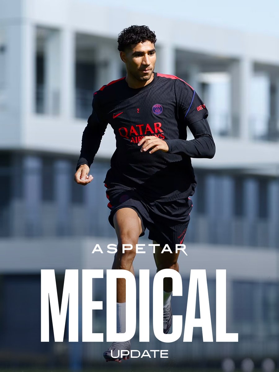 PSG_inside's tweet photo. Point médical concernant Achraf Hakimi. 

@Aspetar 

👉 https://t.co/6LX3CAAlOk https://t.co/iyNT0DO7gj