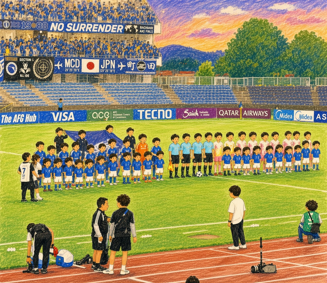 FC_BANDE_PLUS's tweet photo. 🟦━━━
#ACLTwo 観戦 番外編🏟️
━━━🟦
2026.09.17
#FC町田ゼルビア 様にお招き頂きアジアを舞台に戦う選手達の勇姿を目に焼きつけてきた子供達⚽️
実はピッチに立ってしまったスクール生もいたんです✨憧れのピッチに...羨ましい
関係者の皆様ありがとうございました https://t.co/mzkYvDu5VF