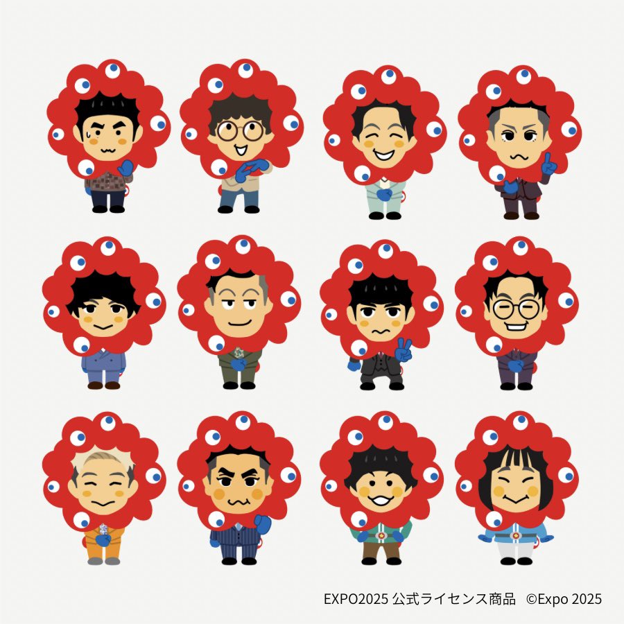 takuro_expo's tweet photo. ❤️💙グッズ追加情報💙❤️

ミャクミャク&M-1ファイナリスト6組のコラボグッズの販売が決定👏

グッズデザインも一部公開✨
他にも追加予定なのでお楽しみに🫶
※画像はイメージです。監修中の商品のため、実際の商品とはデザインが異なる場合がございます。

たくろう万博詳細はこちら👇
https://t.co/fOlENJgVWU

#たくろう万博 #ミャクミャク #たくろう #ドンデコルテ #エバース #豪快キャプテン #ヨネダ2000 #めぞん