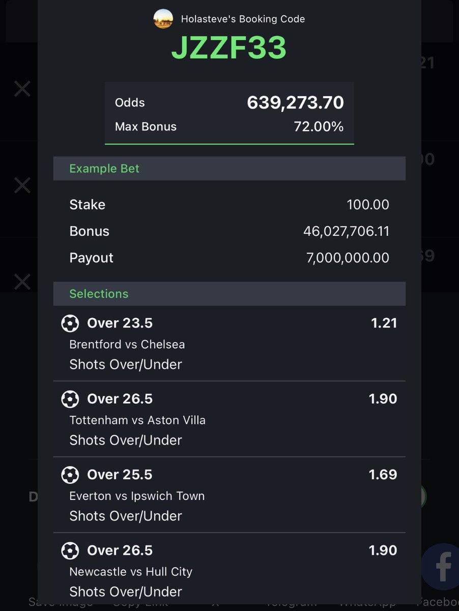 HolaSteve4's tweet photo. Friday & Saturday (HIGH LINE) ⚽️ 

639,273 odds    JZZF33 (28games)
106 odds             QJFATQ (27games)

14,705 odds        Y8Z0WJ
2,132 odds           RA57YB
1,007 odds          K4VW4B
84 odds                Z8MBLQ

Ov Total Shot 

2games and 4 Edit ✍️ more edit will be posted on my backup account @holasteve44 👈