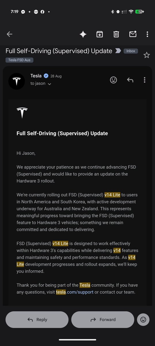 techAU's tweet photo. Another Friday down, another without V14 Lite on my car. 

Not sure what the hold up is. Been very patient, but the wait is getting very tiring now. 

It's been 3 weeks since Tesla said it was coming and 6 years since I bought FSD outright. https://t.co/7FeQHvOUCz