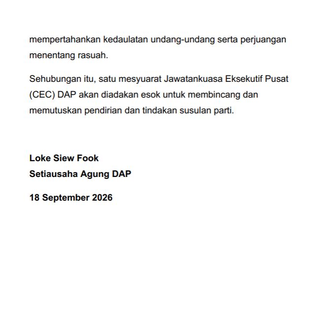 EkonomiRakyatMY's tweet photo. DAP menegaskan pendiriannya untuk terus menuntut keadilan dan akauntabiliti dalam skandal 1MDB, termasuk memastikan penyelewengan disiasat secara menyeluruh dan pihak yang bertanggungjawab dibawa melalui proses undang-undang yang bebas dan adil. 

Pada masa yang sama, DAP menghormati kuasa pengampunan Yang di-Pertuan Agong seperti yang diperuntukkan dalam Perlembagaan Persekutuan, manakala pandangan Hannah Yeoh sebagai anggota Lembaga Pengampunan disifatkan selaras dengan prinsip parti.