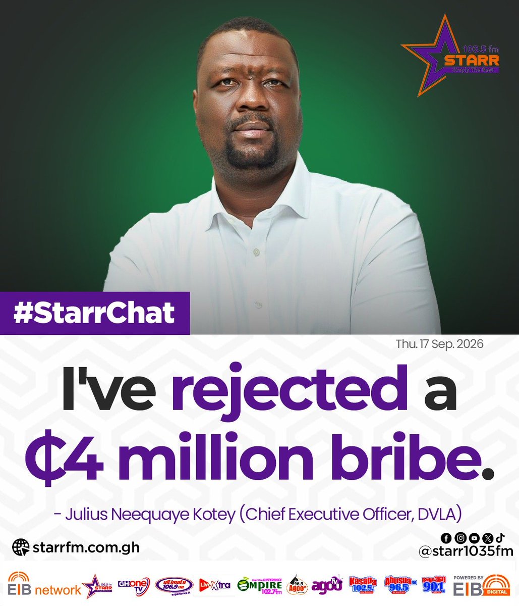 ghonetv's tweet photo. DVLA CEO, Julius Neequaye Kotey on #StarrChat with Bola Ray...

#EIBNetwork #GHOneTV 
#StarrFM #NewsAlert https://t.co/xoIighmBW9