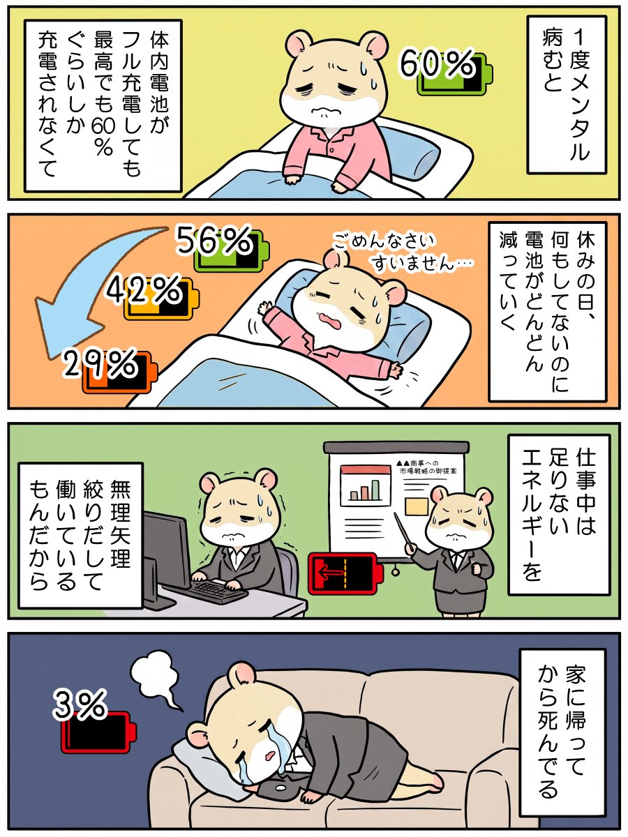 utuhamunikki's tweet photo. うつ病はとにかく疲れやすくなる病気 https://t.co/IZuluMnqMN