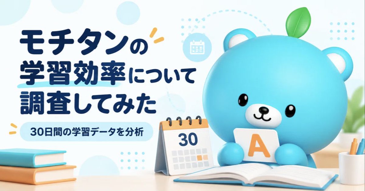 moti_english's tweet photo. モチタンを30日続けるとどれくらい学べる？👀

毎日使ってくれた13,106人のログから学習効率を徹底調査してみたよ！

学習時間や覚えた単語数の平均、プラン別の違いなど気になるデータを大公開📊ぜひチェックしてみてね！

記事はリプ欄へ👇
#モチタン https://t.co/YwmfIQVabP