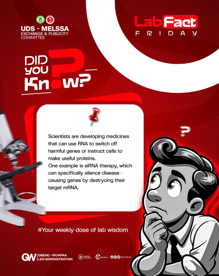UdsMelssa's tweet photo. DID YOU KNOW⁉️
What if we could tell harmful genes to simply keep quiet? 👀😅
Well, science is already exploring ways to do just that!
Another Friday, another reason to appreciate the science behind the scenes. 🧪❤️
#YourWeeklyDoseOfLabWisdom🧠
#WeAreTogether🫂❤️ https://t.co/hXM5W5kUtR
