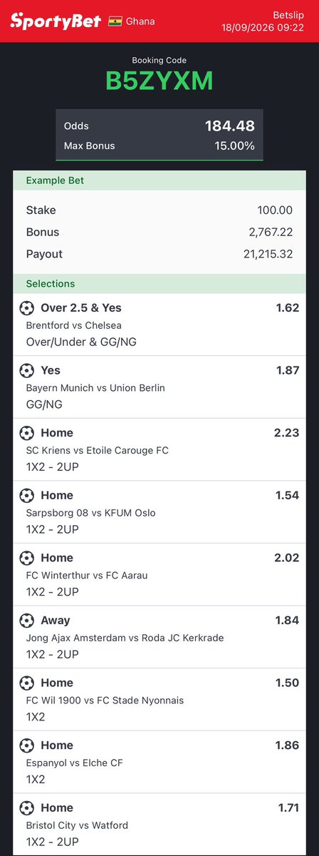 projectsporty1's tweet photo. Up next 100%

Stake original ticket and make edit ✍️ 
Code — B5ZYXM 194 odds https://t.co/caxFHtfEpA