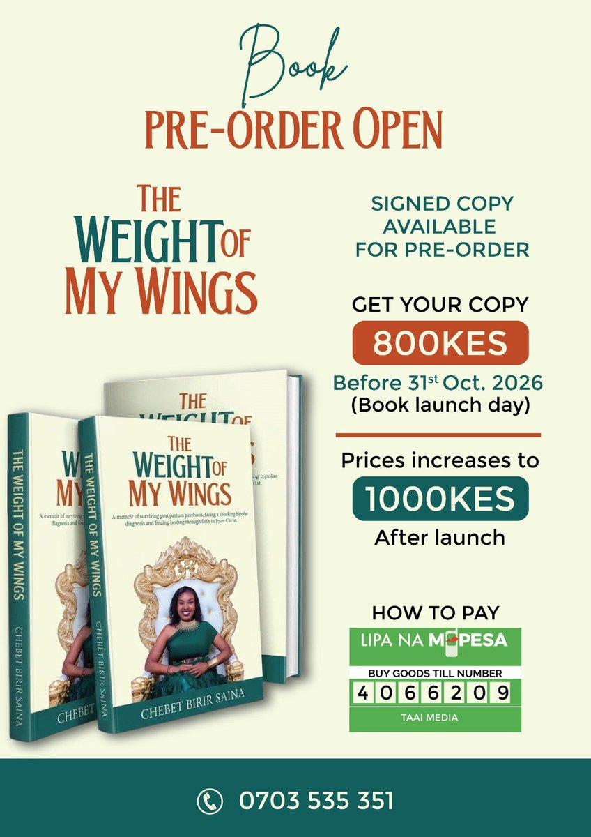 chebet_birir's tweet photo. My hope is that this book will contribute to more honest conversations around mental health, particularly in African families and communities where many continue to suffer in silence. 
To pre-order: https://t.co/Zjyrc5A3wd https://t.co/Kw9oDhvGkH