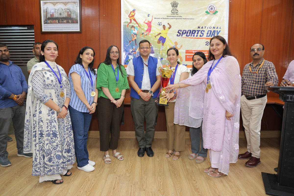 GoIStats's tweet photo. MoSPI successfully organised National Sports Day, promoting fitness, camaraderie and a healthy lifestyle among its officials and staff.

The celebrations culminated in a Prize Distribution Ceremony on 16 September 2026, recognising and applauding the enthusiasm and sporting achievements of the participants.

#NationalSportsDay #MoSPI #SportsForAll #FitIndia #Teamwork #Sportsmanship

@PMOIndia @Rao_InderjitS @_saurabhgarg @PIB_India @PibMospi @mygovindia @NITIAayog