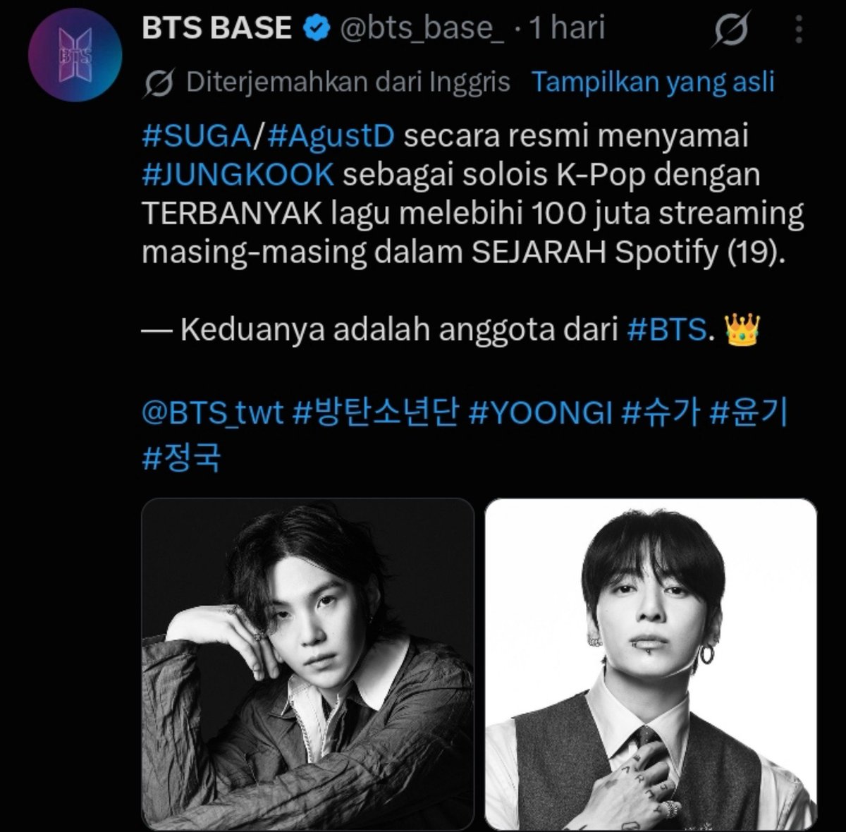 girlstime518480's tweet photo. @terataidaegu Mungkin mreka takut juga soalnya yoongi slalu trending topik, Belio gak ngapa"in aja trending, ya udah kita streaming sndiri aja, puji tuhan kita bakalan smpe kok 1b, liat ini senang bangat https://t.co/nE8HsWUXPK