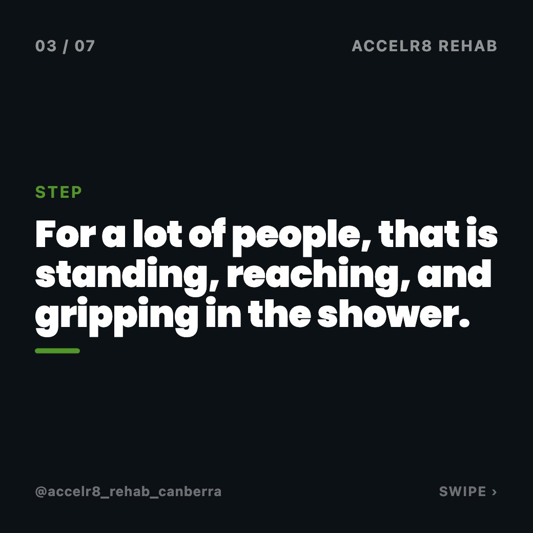 Dannyos's tweet photo. We do not start with a generic program. We start with the hardest task in your actual day, often the shower, and build strength around that first. Book a consult, link in bio. #Accelr8Rehab https://t.co/dpRFgG2jRO