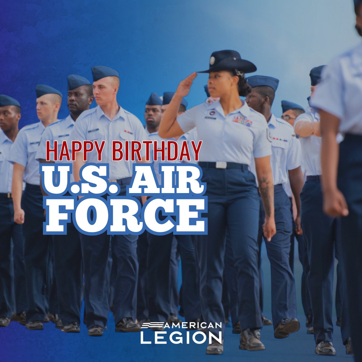 AmericanLegion's tweet photo. Aim High...Fly-Fight-Win!

Today, we honor the Airmen, past and present, whose courage, innovation and dedication have helped defend our nation from the skies and beyond.

Thank you for your service, and happy birthday, Air Force! https://t.co/Ef4didv65M