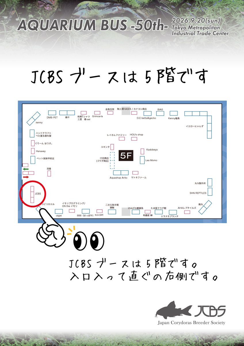 JCBS_JP's tweet photo. AQUARIUM BUS vol.50 9月20日(日)✨

JCBSブースは、5階の入口を入って直ぐの右🤗
JCBSブースは、5階の入口を入って直ぐの右👍
JCBSブースは、5階の入口を入って直ぐの右👀

#アクアリウムバス
#アクバス
#AQUARIUMBUS https://t.co/qKhvPmXpQz