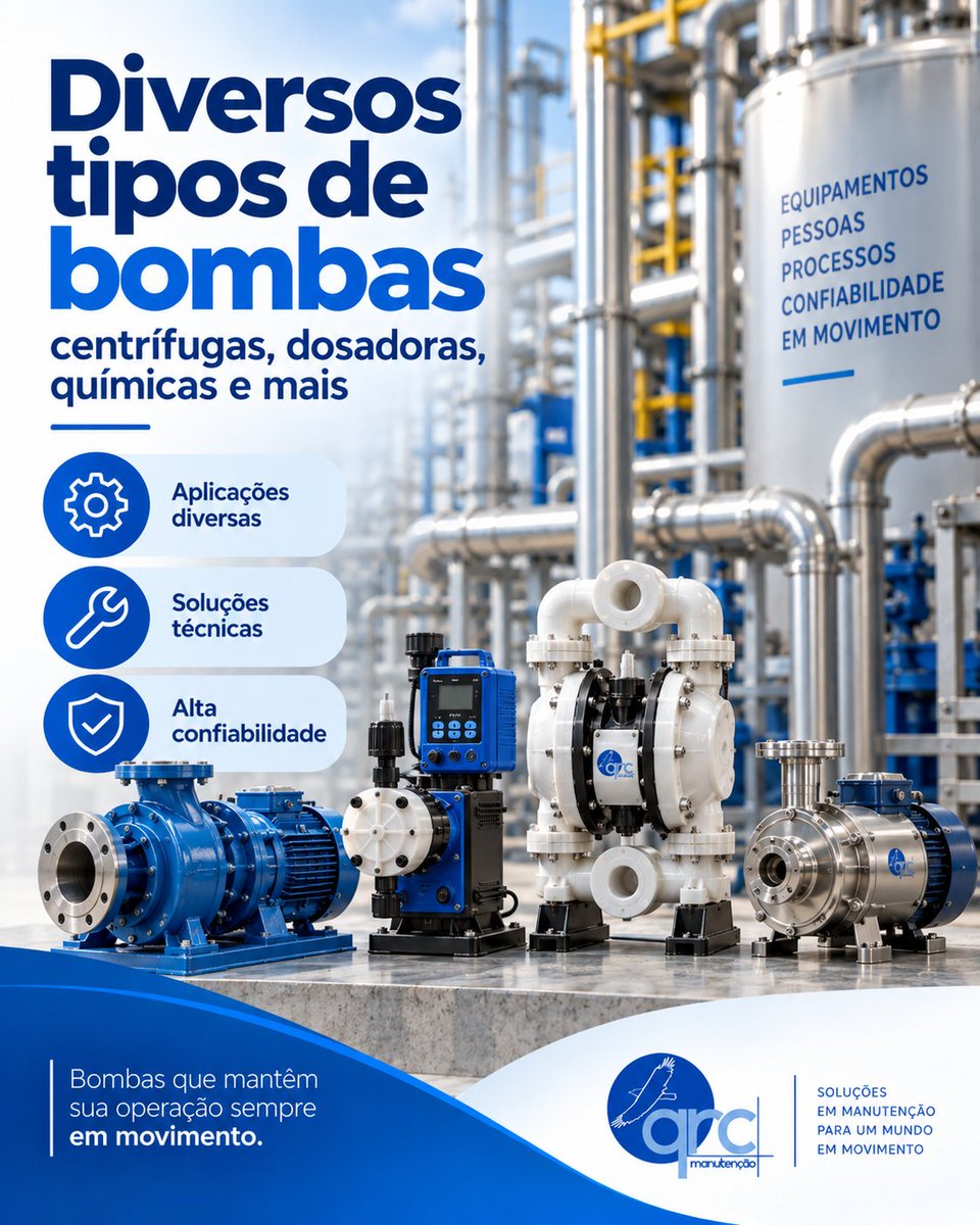 DouglasMoretto's tweet photo. Diversos tipos de bombas

Centrífugas, pneumáticas, dosadoras, helicoidais, de engrenagens, verticais, químicas e sanitárias: a QRC atende diferentes tipos de bombas industriais. Consulte nossa equipe.

#QRCManutencao #BombasIndustriais https://t.co/BFyPWGtzjg