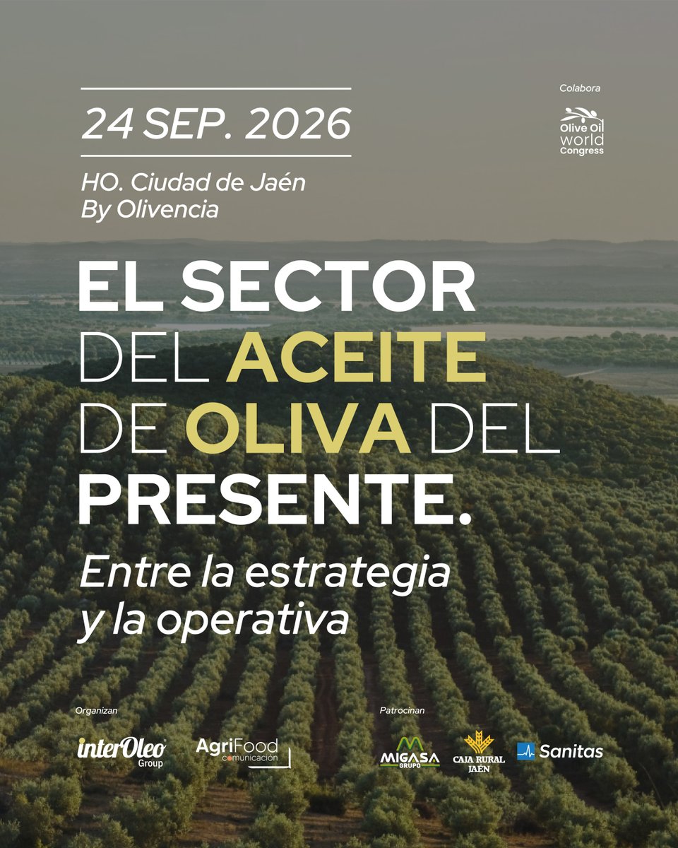 OliveOilWC's tweet photo. Grupo Interóleo brings together sector operators to analyse how global tensions impact olive oil markets and profitability.

📅 Sept 24 | Jaén
📍 HO Ciudad de Jaén by Olivencia
📧 Register: eventos@agrifood.es

#OliveOil #Geopolitics #Interoleo #Jaen #EVOO https://t.co/6rhHQdn9rU