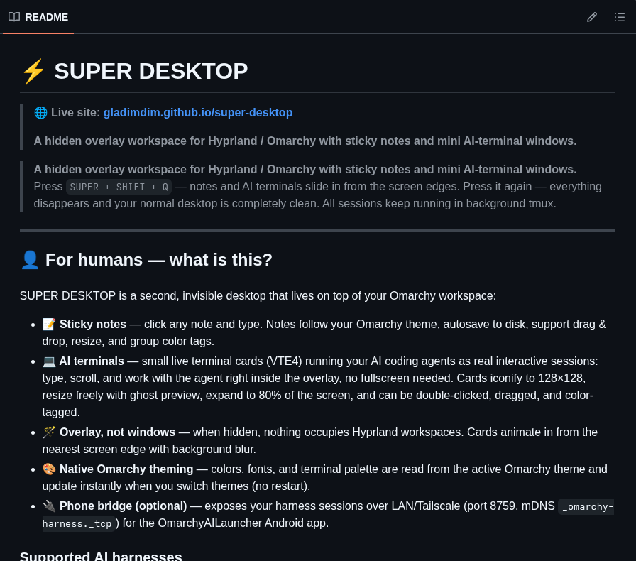 gladimdim's tweet photo. SUPER DESKTOP by @gladimdim Coming soon :D

Just need to get Astra to look at this mess produced by deepseeks.

But I have been running it already for 3 days as my main harness stables. https://t.co/XkoSQWWtyw