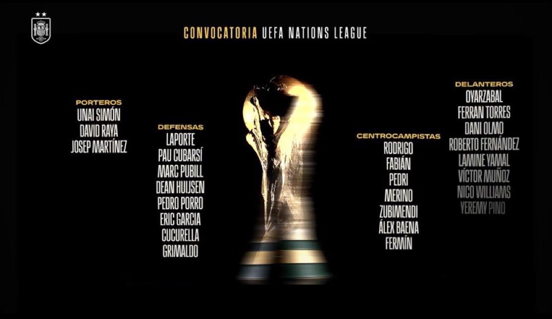 BarcaUniversal's tweet photo. 🚨 OFFICIAL: Pau Cubarsi, Eric Garcia, Pedri, Rodri, Fermin, Dani Olmo and Lamine Yamal have been called up by Spain.

Joan Garcia is left out through injury. https://t.co/uhFTKLjXaY