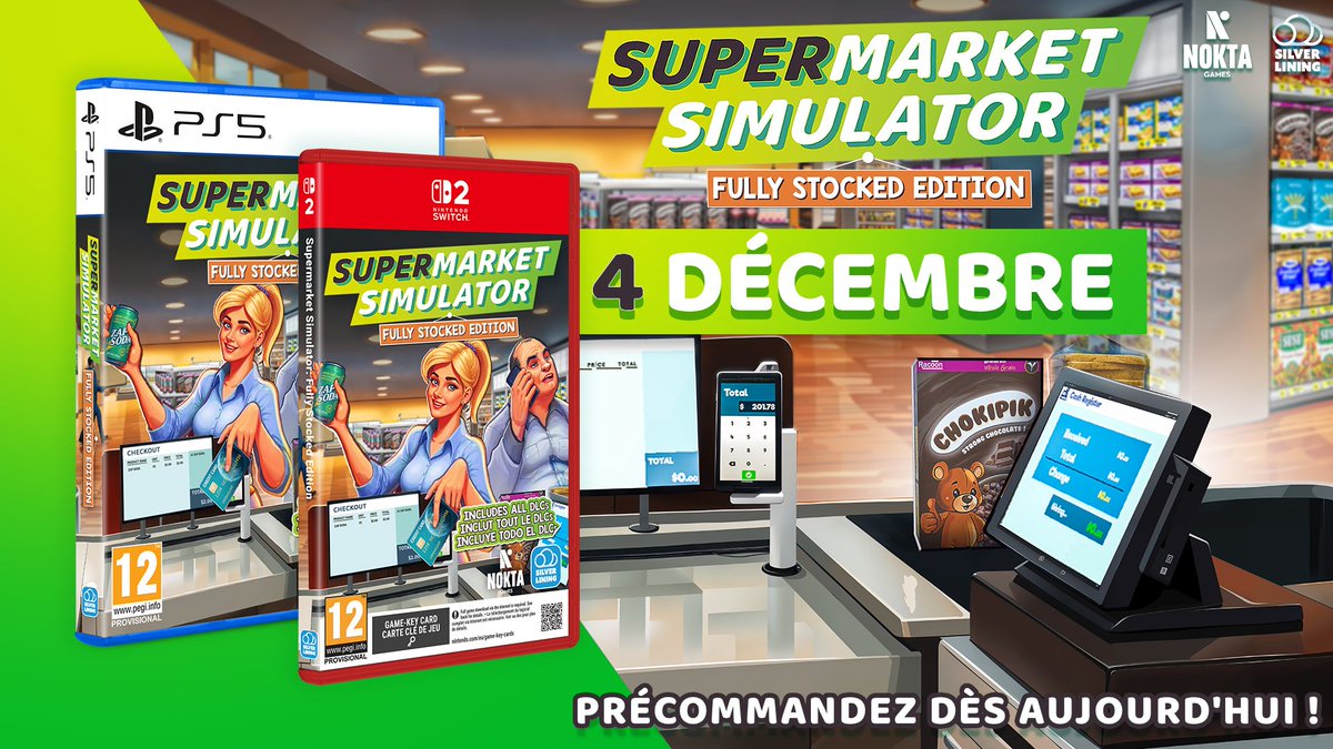 MaxEnt_FR's tweet photo. Une simulation qui en fait des caisses 🏪

L'édition physique de Supermarket Simulator s'agrandit ! En plus de la Switch 2, elle sera disponible aussi sur PS5 et comprendra tous les DLC ! Sortie prévue le 4 décembre 2026 🛍

Plus d'infos et préco : https://t.co/AwRymUN73o