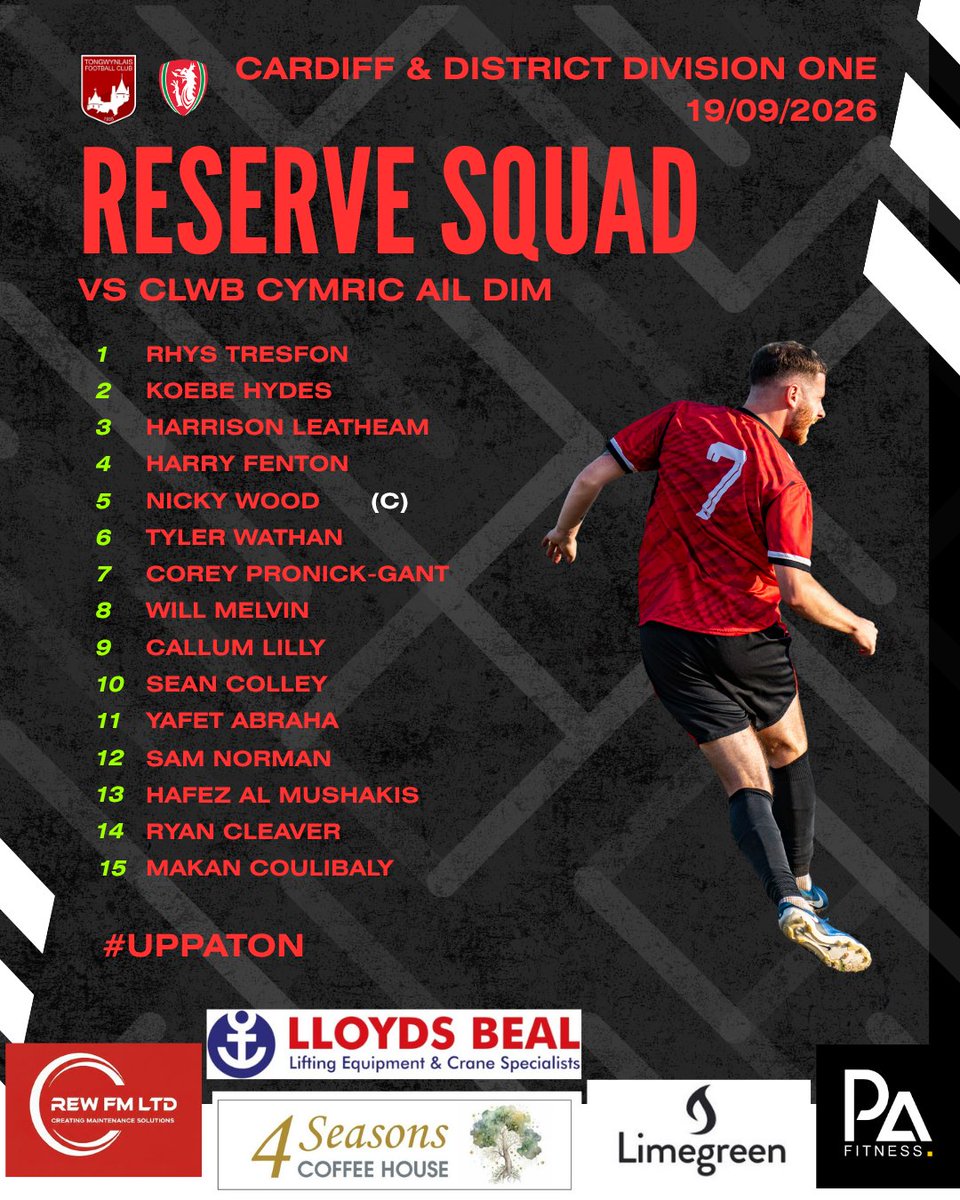 TongwynlaisFC's tweet photo. @EvansWilliamsFC Our reserves look to bounce back from last week as they travel to Pontcanna to face Clwb Cymric Ail Dim.
#UppaTon https://t.co/I3QUgd9VfJ