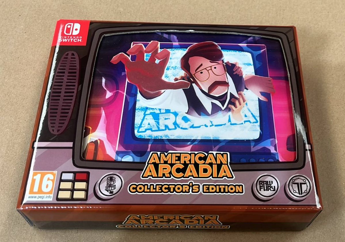 TesuraGames's tweet photo. ¡Buenos días de sábado solamente a los jugadores del verdadero formato físico! 💿✨

¡Poco más de dos semanas para el lanzamiento de #AmericanArcadia 📺, de @OutBlueGames!

🎥 https://t.co/asZye7MuP6