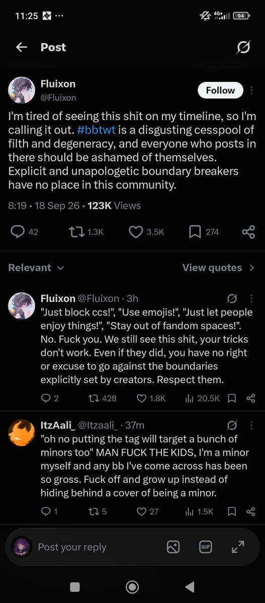 yanfies_'s tweet photo. Okay you know what IS disgusting? Exposing your audience filled with KIDS and MINORS to this community. Driving attention to this community isn't gonna solve anything, it's just going to make people harrass eachother until eventually someone takes it too far and it crashes. https://t.co/rp4SCVTGWR