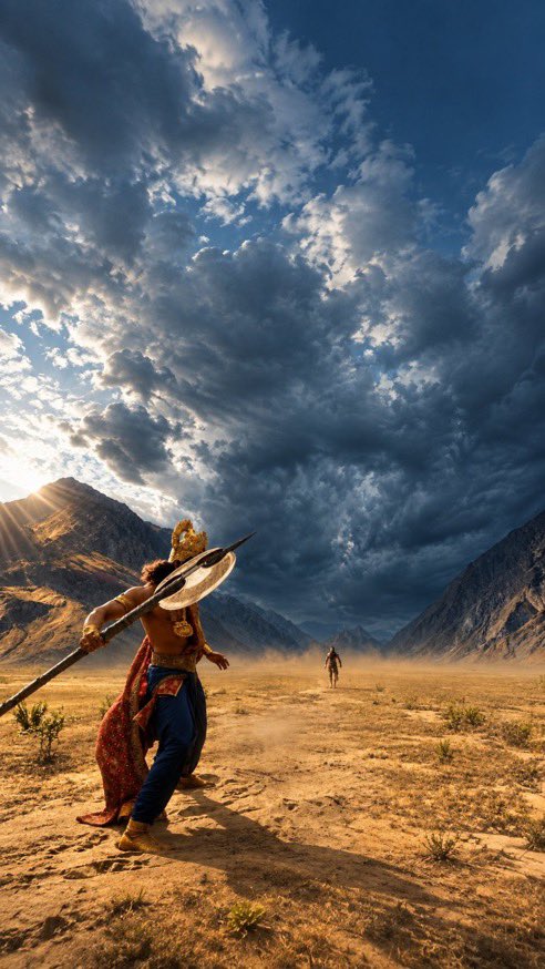 Gargi16191's tweet photo. Do you know in Baal Kaand of Valmiki Ramayana after the wedding of Ram Sita and other prince princesses while the party travels, inauspicious signs appear, then a whirlwind rises and the sun is covered:

तेषां संवदतां तत्र वायुः प्रादुर्बभूव ह।
कंपयन् मेदिनीं सर्वां पातयंश्च महाद्रुमान्॥
तमसा संवृतः सूर्यः सर्वे न वेदिषुर्दिशः।
भस्मना चावृतं सर्वं सम्मूढमिव तद्बलम्॥
(1.74.13–14)

Meaning: While they were speaking, a wind arose that shook the whole earth and felled great trees. The sun was enveloped in darkness; no one could tell the directions. The entire army was covered with dust/ash and seemed stunned.

Amid this, Parashurama appears as the destroyer of Kshatriya pride, axe on his shoulder and the Vaishnava bow in hand.

Just look at how team #Ramayana has pictured this sequences with so much of accuracy that Parashuram is literally bringing storm with himself 👇
#RanbirKapoor #SaiPallavi @niteshtiwari22