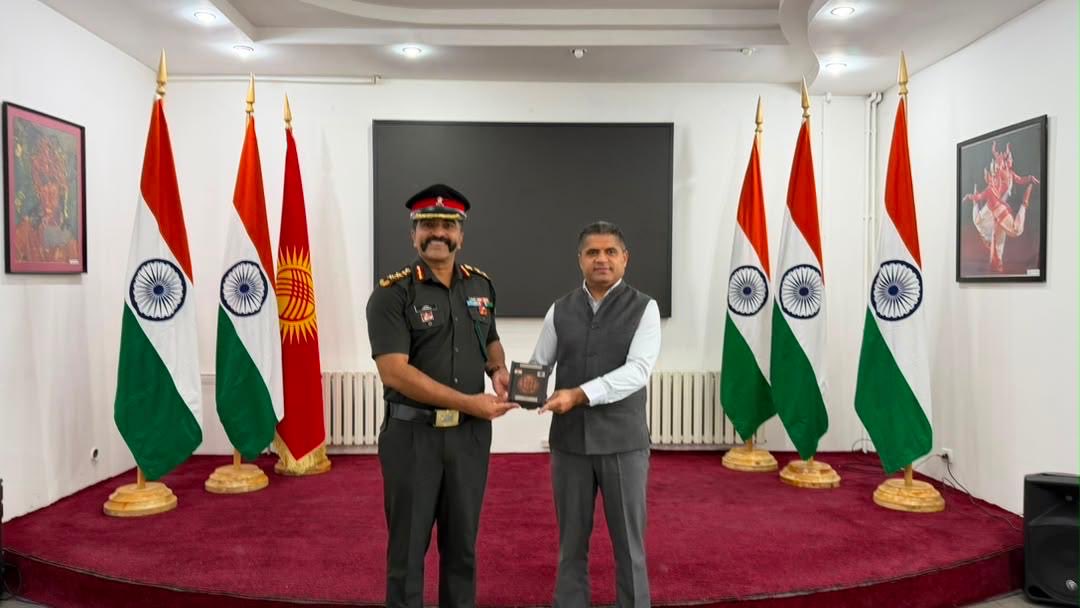 IndiaInKyrgyz's tweet photo. Delighted to meet a six-member National Cadet Corps (NCC), India delegation led by Col Pramod Muralidhara Panicker visiting Kyrgyz Republic from 13-20 September 2026 under the rubric of India-Kyrgyz Youth Exchange Programme 2026-27.

@MEAIndia 
@DrSJaishankar 
@AmbSibiGeorge 
@IndianDiplomacy 
@dgncc_india 
@adgpi