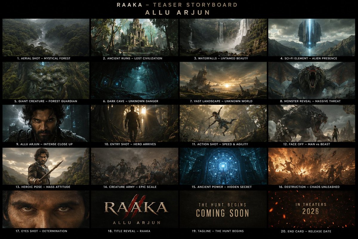 pradeep_leodas's tweet photo. #Raaka Glimpse 3 minutes 7 seconds. 

With The all characters in movie intro
Will be releasing 🔥

#AlluArjun https://t.co/t37rmXMI2v