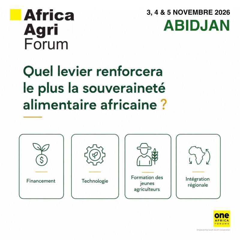 HiTechAfriqueTV's tweet photo. La Côte d’Ivoire accueillera, du 3 au 5 novembre 2026, la 12e édition de l’Africa Agri Forum.

Plus de 400 participants issus d’une vingtaine de pays africains sont attendus à ce rendez-vous.

Découvrez 👇 
https://t.co/xQ1MnaIREa https://t.co/J9bwonfw1o