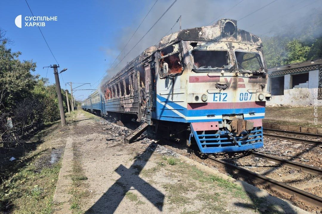CrimeanVoyager's tweet photo. russian terrorists attacked a passenger train. Again. 

This time in Kharkiv region.

One person was killed. Eight others were injured.

russia is a terrorist state. Stop pretending you don’t see it. https://t.co/twyYzlPSWF
