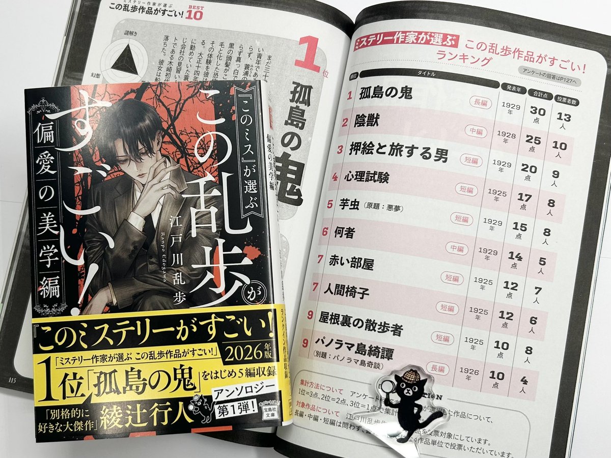 konomys_jp's tweet photo. 【近刊】

『このミス』2026年版にて
人気作家44名に参加いただいた
「ミステリー作家が選ぶ　この乱歩がすごい！　BEST10」ランクイン作品を
2冊に分けて、2ヶ月連続刊行！

10月5日に刊行予定の第1弾「偏愛の美学編」では、
第1位に輝いた「孤島の鬼」をはじめ、狂おしい愛を描いた作品5編を収録。

清原紘さん(@hiro_kiyohara )が描く
美しき諸戸道雄も必見です！