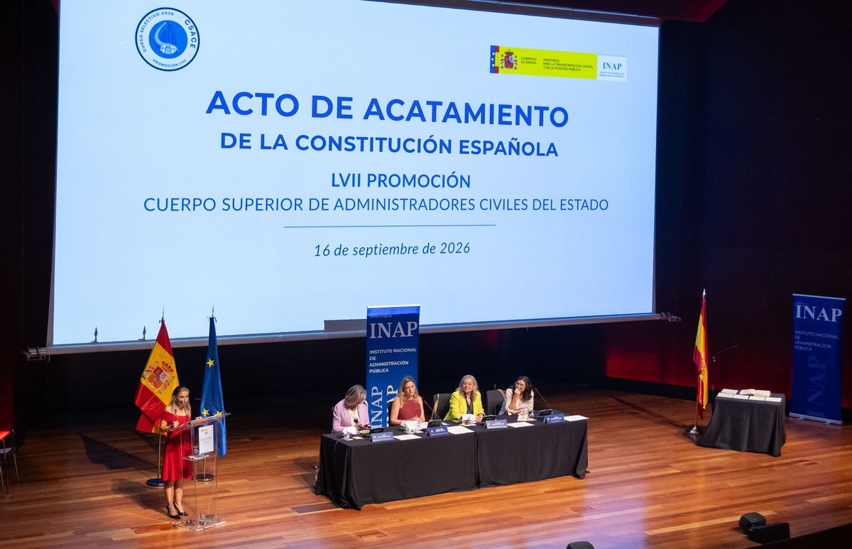 INAP_ES's tweet photo. 👏 ¡Enhorabuena a la LVII promoción del Cuerpo Superior de Administradores Civiles del Estado!
🏛️ El Museo Reina Sofía acogió el 16 de septiembre su acto de acatamiento, presidido por la secretaria de Estado de Función Pública, Consuelo Sánchez Naranjo.
#INAP #CSACE #TAC https://t.co/1C6LsWgZrW