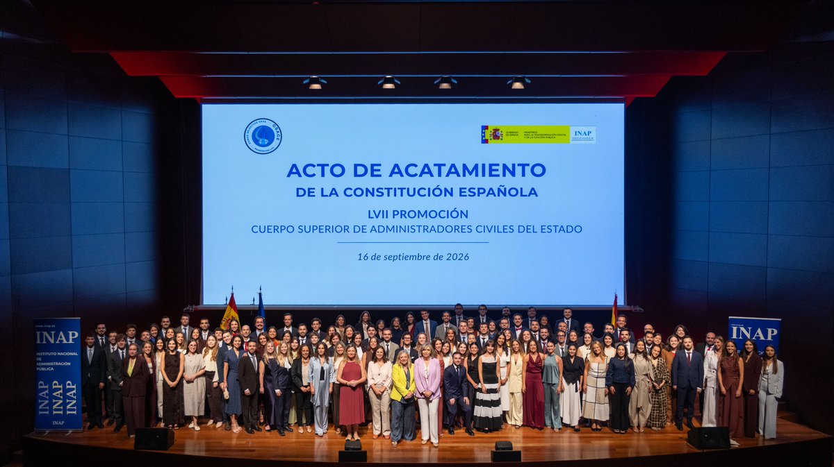 INAP_ES's tweet photo. 👏 ¡Enhorabuena a la LVII promoción del Cuerpo Superior de Administradores Civiles del Estado!
🏛️ El Museo Reina Sofía acogió el 16 de septiembre su acto de acatamiento, presidido por la secretaria de Estado de Función Pública, Consuelo Sánchez Naranjo.
#INAP #CSACE #TAC https://t.co/1C6LsWgZrW