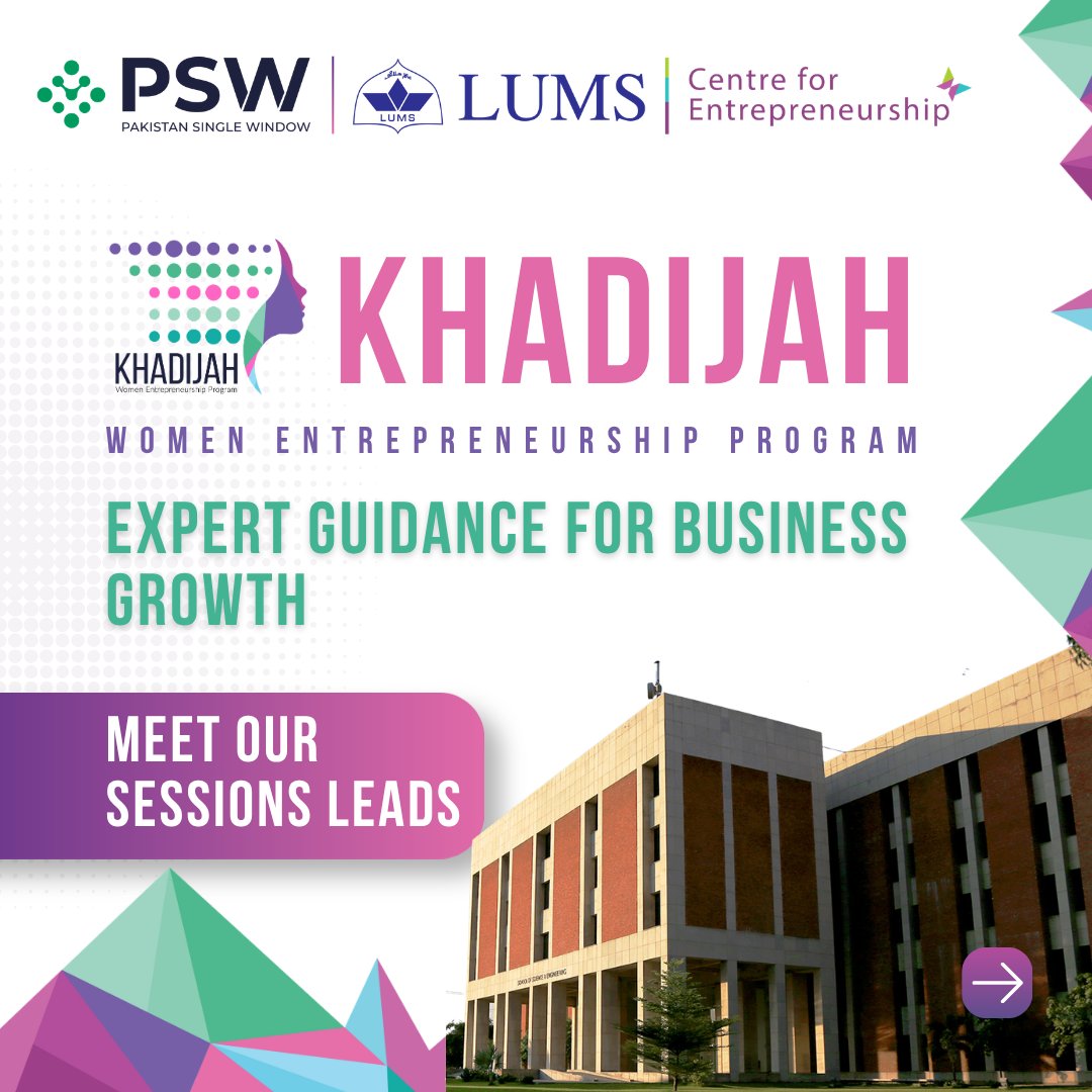 PakSingleWindow's tweet photo. Meet the accomplished mentors and industry experts joining PSW’s Khadijah Women Entrepreneurship Program, organized in collaboration with the @LifeAtLUMS's Center for Entrepreneurship.

Drawing on extensive experience in business development, exports, international marketing, branding, and financial literacy, these experts will provide aspiring women entrepreneurs with practical guidance to tackle real-world challenges, strengthen their business ventures, and explore opportunities in cross-border trade.

Register now: https://t.co/izKOM1yhep