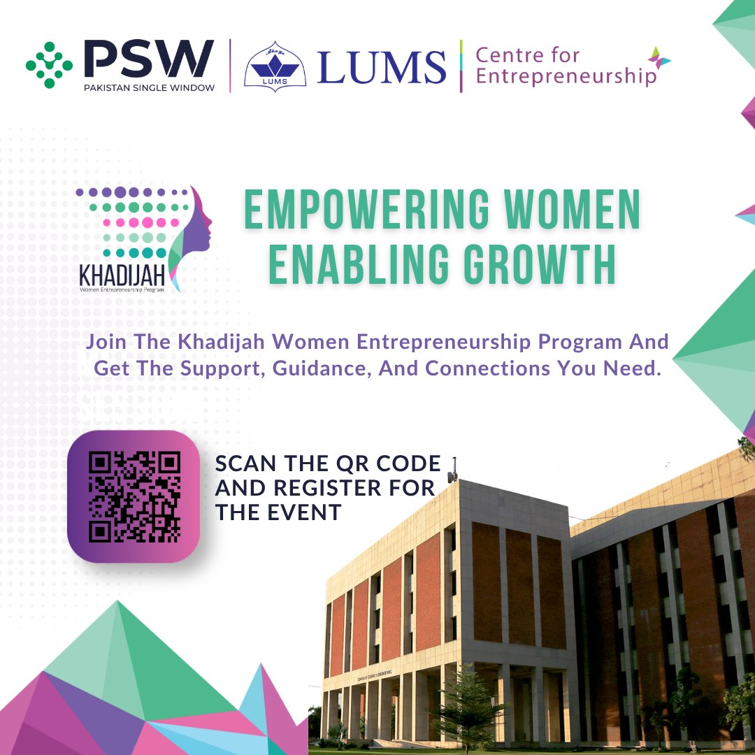 PakSingleWindow's tweet photo. Meet the accomplished mentors and industry experts joining PSW’s Khadijah Women Entrepreneurship Program, organized in collaboration with the @LifeAtLUMS's Center for Entrepreneurship.

Drawing on extensive experience in business development, exports, international marketing, branding, and financial literacy, these experts will provide aspiring women entrepreneurs with practical guidance to tackle real-world challenges, strengthen their business ventures, and explore opportunities in cross-border trade.

Register now: https://t.co/izKOM1yhep