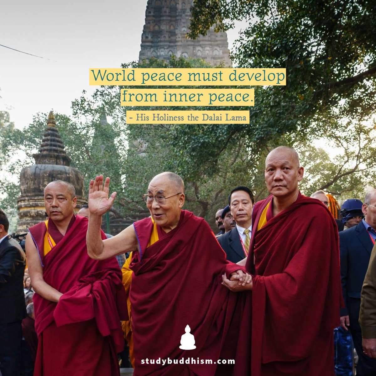 studybuddhism's tweet photo. World peace must develop from inner peace.
— His Holiness the Dalai Lama https://t.co/1qK8WgEzTz