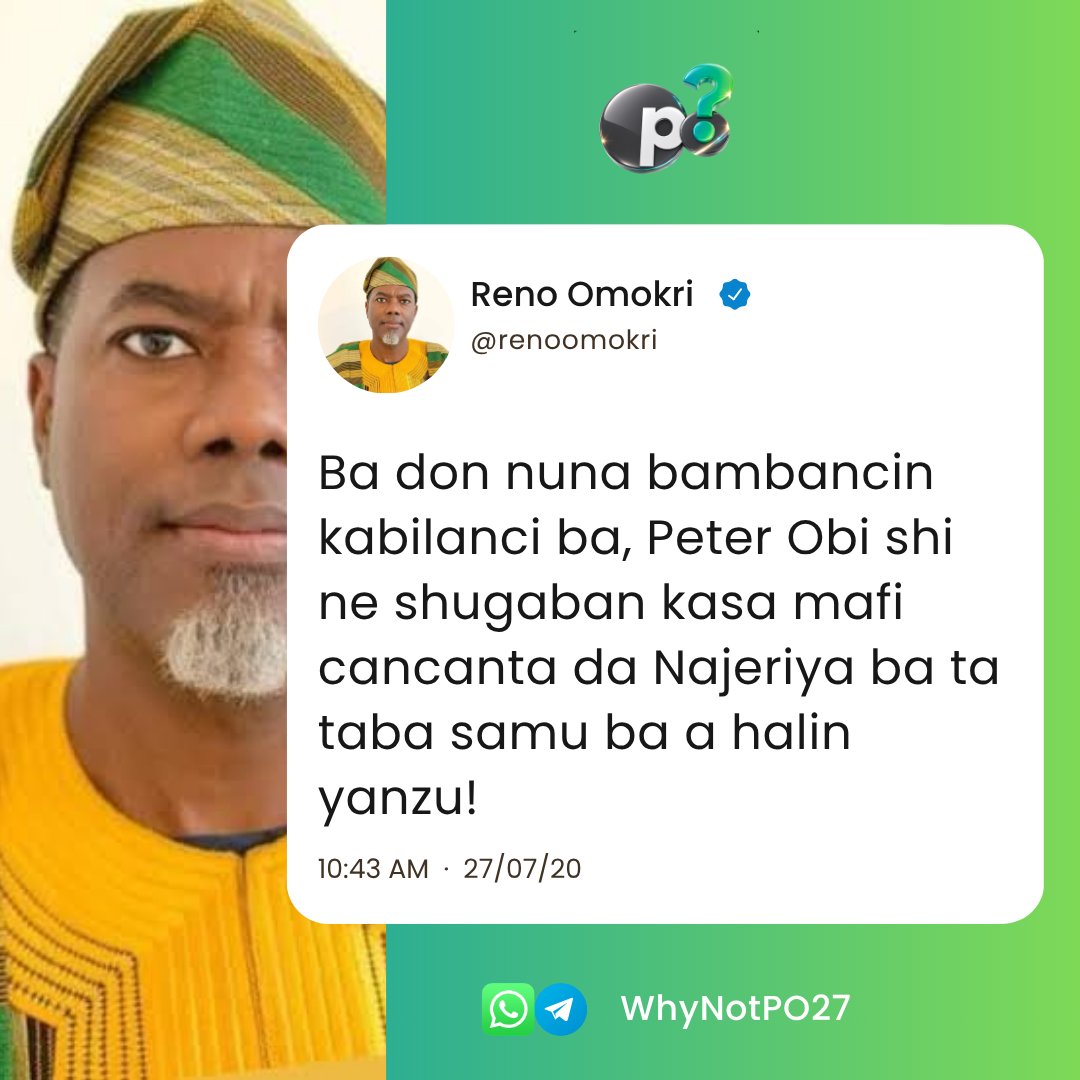 WhyNotPO27's tweet photo. Reno Omokri (@renoomokri), the lost child, before he became a rascal had choice words for @PeterObi in his days of innocence.  Share on your whatsapp status across platforms.

Whatsapp Channel: https://t.co/dojIpDgcUY 

Telegram Channel: https://t.co/vc3HZQ2XQU https://t.co/4EqLgE6B4u