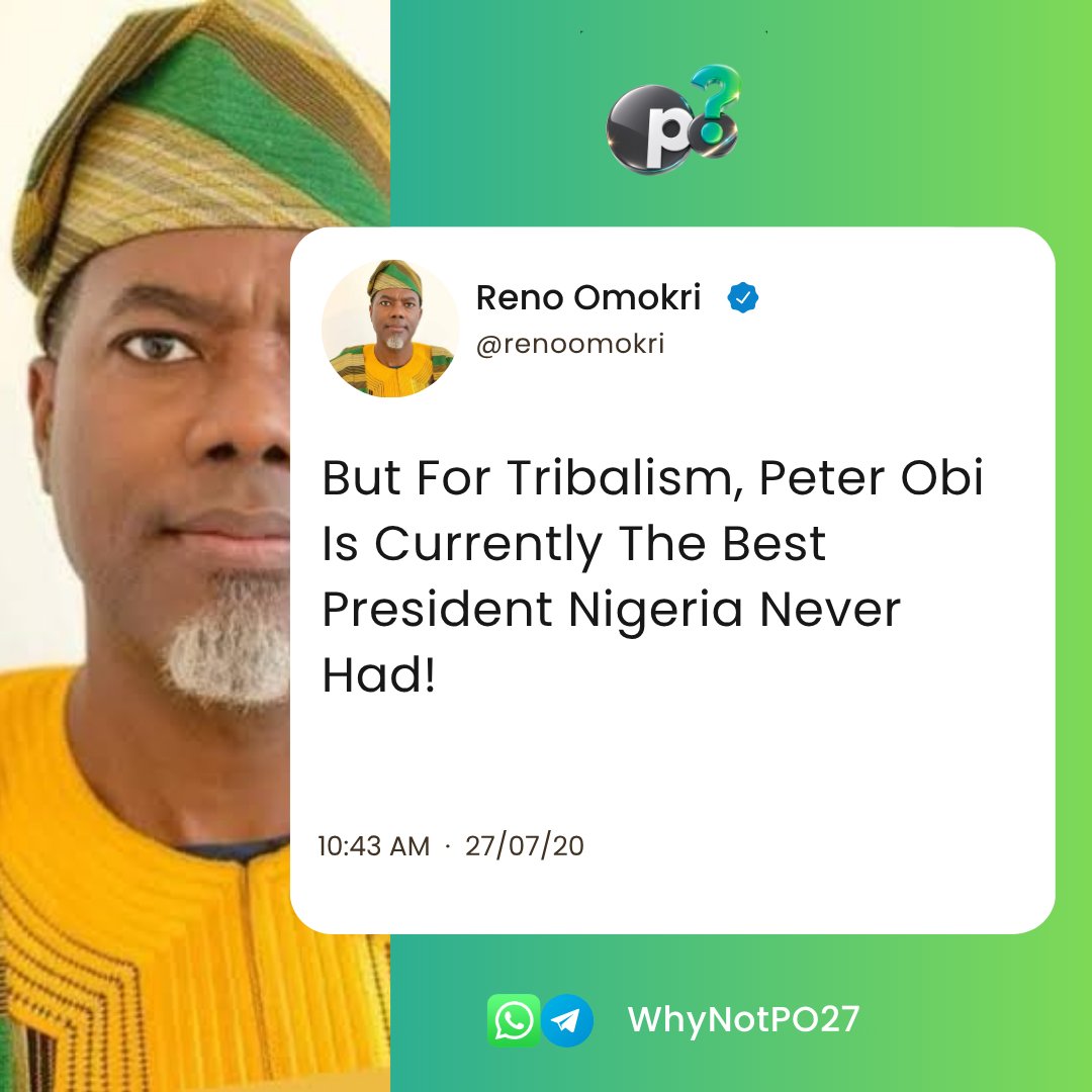 WhyNotPO27's tweet photo. Reno Omokri (@renoomokri), the lost child, before he became a rascal had choice words for @PeterObi in his days of innocence.  Share on your whatsapp status across platforms.

Whatsapp Channel: https://t.co/dojIpDgcUY 

Telegram Channel: https://t.co/vc3HZQ2XQU https://t.co/4EqLgE6B4u