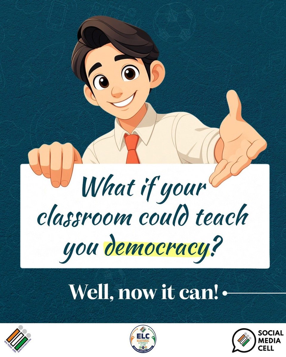 deotirunelveli's tweet photo. What if your classroom could be the first step towards becoming a democracy-ready citizen?
Register your ELC today on the ELC Portal and take your first step towards understanding the electoral process. #ELC #ECI #DemocracyReady #YoungCitizens #ECINET
@ECISVEEP @TNelectionsCEO https://t.co/AyB6ideLWf