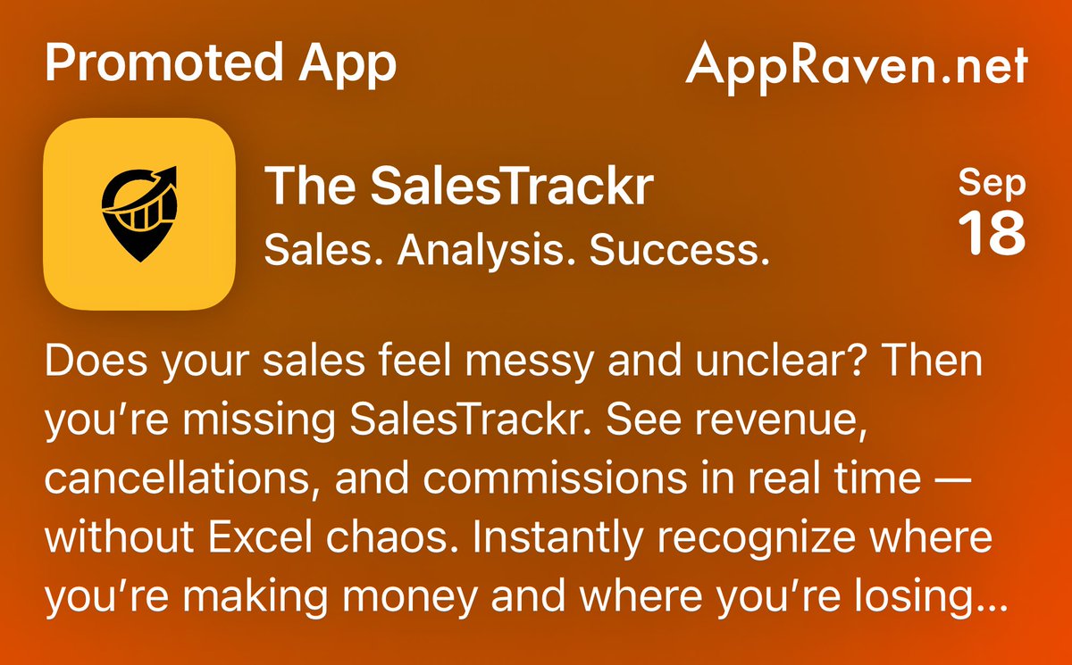 AppRaven's tweet photo. 🎁 Today's App Deal - September 18th 🎁

The SalesTrackr
Sales. Analysis. Success.

Get it while you can!

👉 https://t.co/hCRVRXZd3v

📆 Repost &amp; Follow for new deals every day!

#Apple #AppStore #Deals #Discount #iPhone #Apps #iOS https://t.co/e1UydqZ8lY