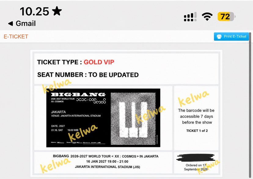 isswaaach's tweet photo. wts / want to sell tiket 
BIGBANG WORLD TOUR < XX : COSMOS > IN JAKARTA 

🎫 2 Tiket - DIAMOND VIP  (membership presale)
🎫 2 Tiket - GOLD VIP (Membership presale)
🎫 2 Tiket - CAT 1B (Membership presale)
🎫 2 Tiket - CAT 3 (Membership presale)
🎫 2 Tiket - CAT 5 (Membership presale)

💰 harga web + fee jastip  
🌟 secure 10.01 

✅ fullpayment
✅ diurus sampai tiket fisik 
✅ masuk grup jastip 
💌 DM for more info  

t. wts jual beli wtb cari lfb tix tiket konser bigbang jkt #zonauang #bigbanginjkt