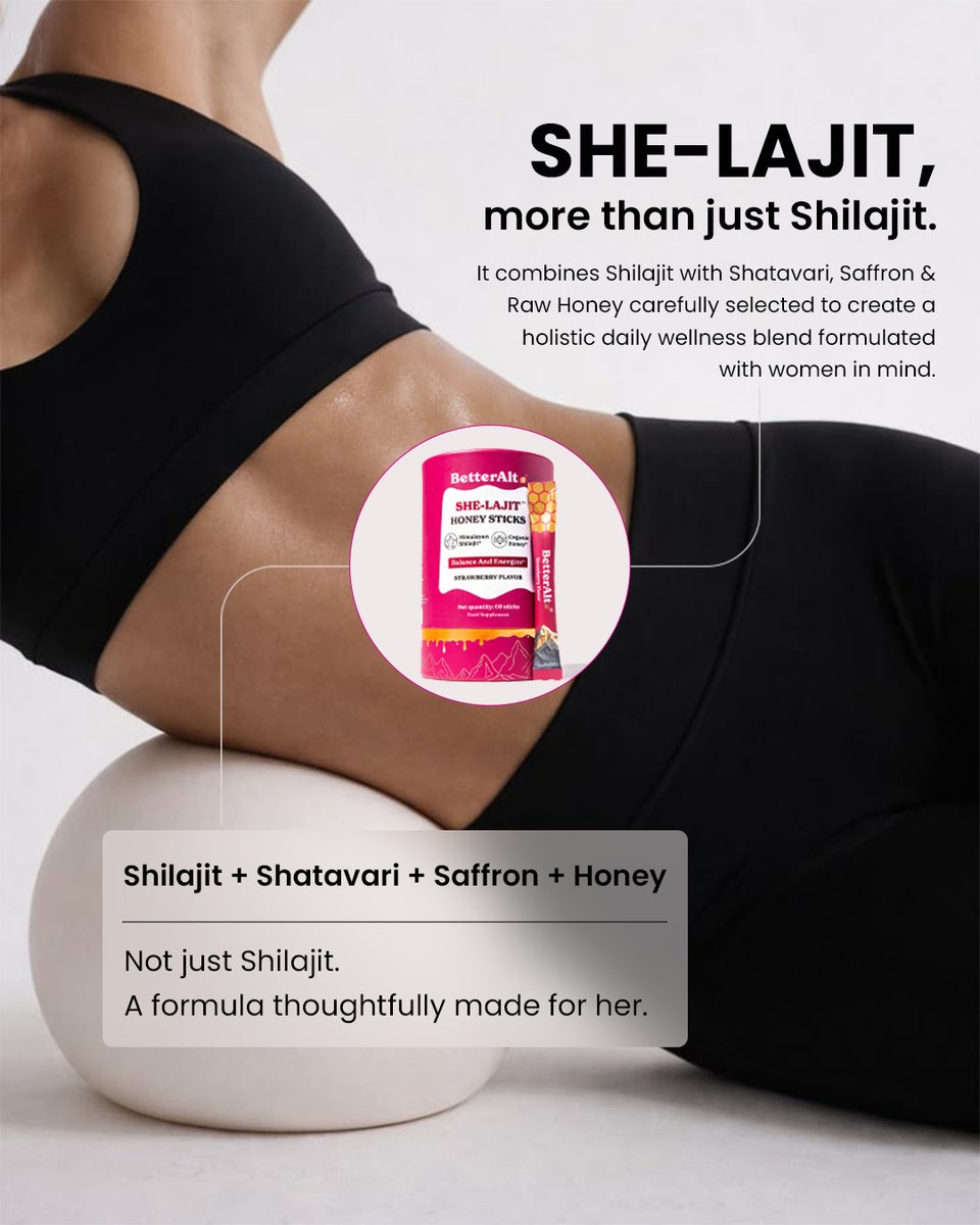 BetterAltLife's tweet photo. Shilajit but make it for her. ๐ธ
Shilajit + Shatavari + Saffron + Honey. One stick. All day balance.
#SheLajit #BetterAlt #WomensWellness #Shilajit #AyurvedicWellness https://t.co/MGsU3JtFmL