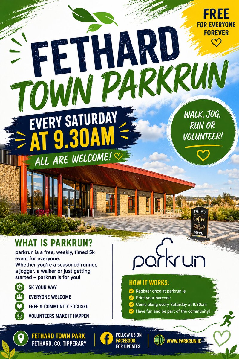 Fethardtownpark's tweet photo. The weekend is fast approaching, which means it’s @parkrun  time again! Adult &amp; Junior parkrun this weekend, we look forward to seeing you all!
💜 Sunday sees the return of the @alzassociation  Memory Walk. We can’t wait to welcome you all! https://t.co/gnEr1bwzOR