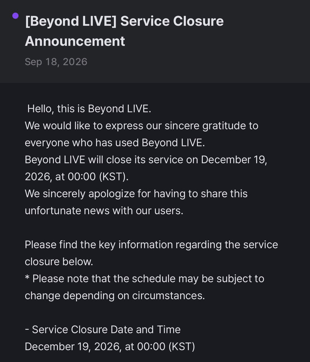 thinkingofkkyu's tweet photo. First it was vlive and now why is Beyond Live 😭

Where am I going to be able to watch streamed concerts from? 😩😭 https://t.co/9qCKcz1IyW