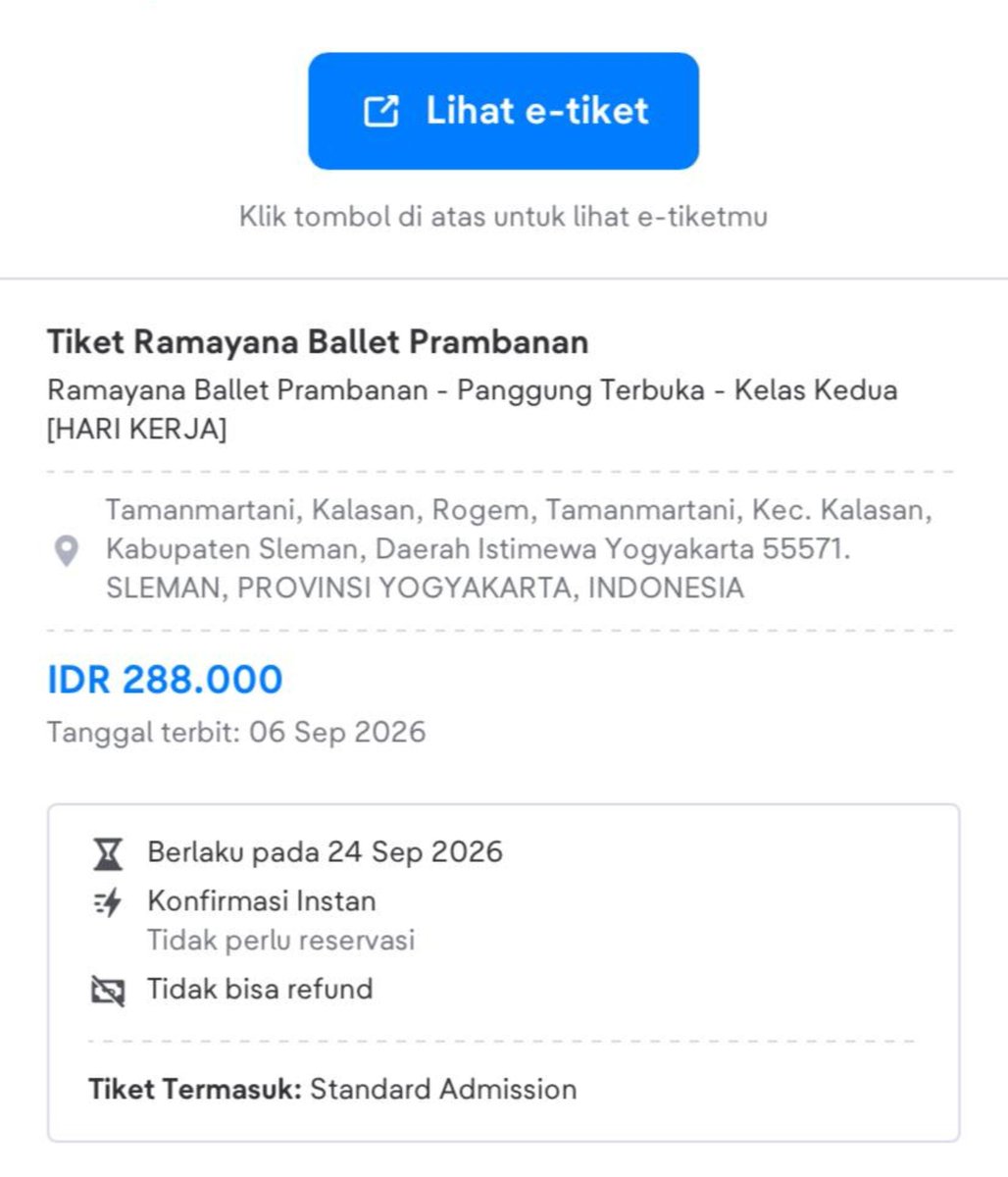 awalagisih's tweet photo. hi moots #wts tiket ramayana jogja buat 24 sept mingdepp, dijual 200k ajah minat rep/dm https://t.co/Kak9f3JJcq