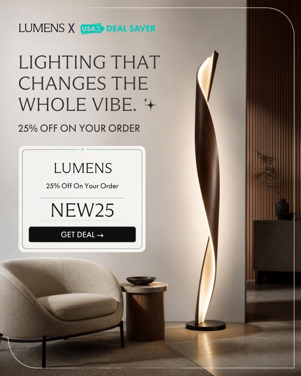 usadealsaver's tweet photo. A stylish space doesn’t have to come with a big price tag. ✨ 

Take 25% off Lumens with our code and explore more live deals and promo codes on USA Deal Saver.

For more, visit:
https://t.co/dcvrwpSE8v

#Lumens #LumensDeals #HomeDecor #HomeSavings #USADealSaver https://t.co/7gQAutFGLX
