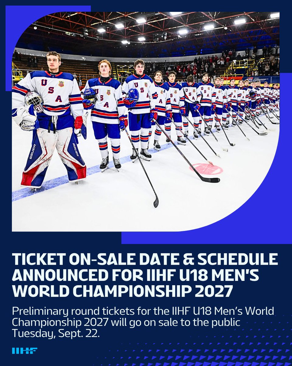 IIHFHockey's tweet photo. Be ready to get your tickets! ๐๏ธ
The tournament is coming to Duluth, Minnesota, with 10 nations competing in 29 games across 12 days. ๐
๐ Read more: https://t.co/URrdObV26a
#WorldJuniors #IIHF https://t.co/nNkBoeD7A8