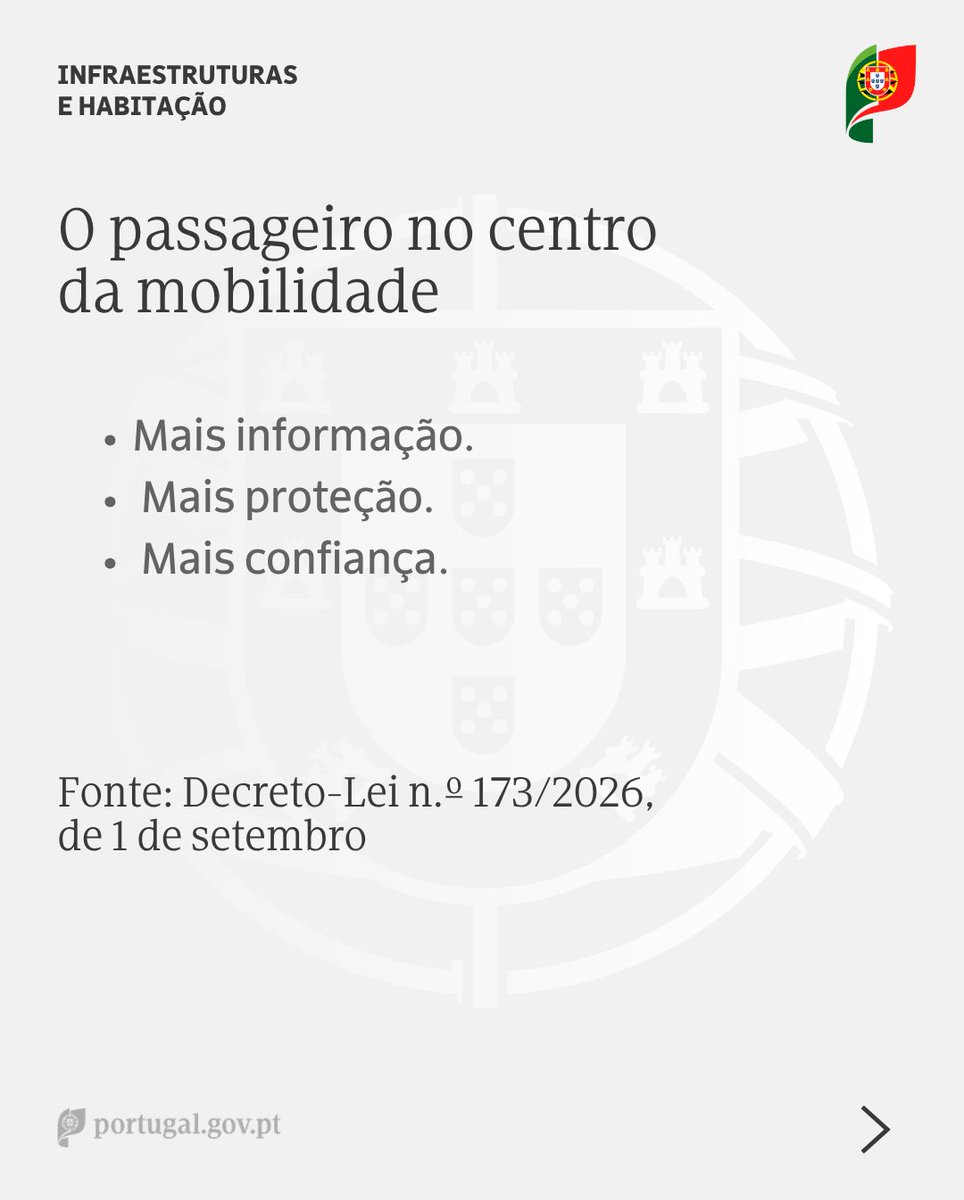 iestruturas_pt's tweet photo. Mais direitos para quem viaja em transportes públicos.
As novas regras reforçam a proteção dos passageiros no comboio, autocarro, metro, metro ligeiro, elétrico e transporte marítimo ou fluvial.
#MIH #MinistériodasInfraestruturaseHabitação #DireitosdosPassageiros #Mobilidade https://t.co/dc9Ygtw9SW