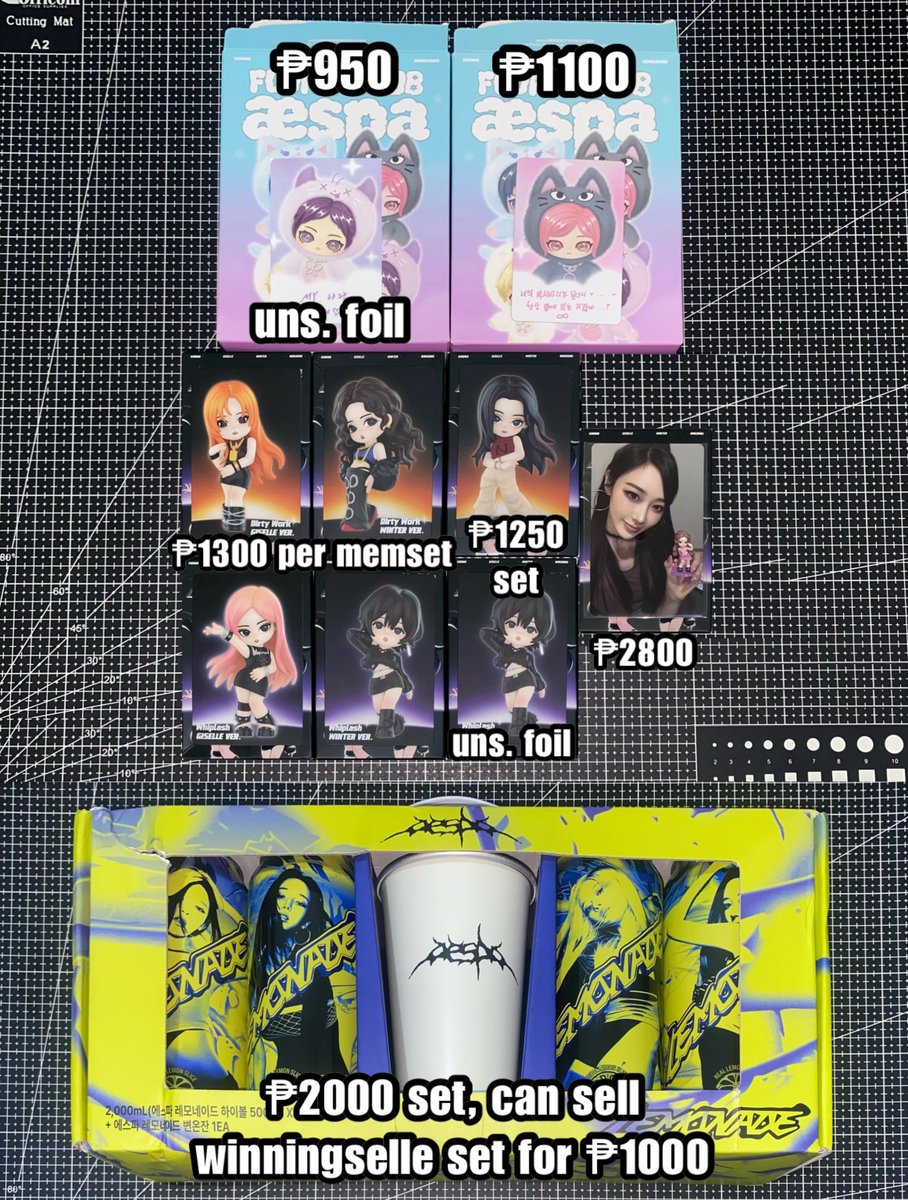 ujiminpilled's tweet photo. wts aespa ph

popmart fluffy club memorable picks series / CU lemonade highball can drink w/ cup

- gelbulnyangi rwe
- dirty work whiplash
- kwangya ver

# karina giselle winter ningning plush dolls pendant figure album secret pop mart photocards pcs pc photocard poca sealed wtb https://t.co/KloLBfDZAv